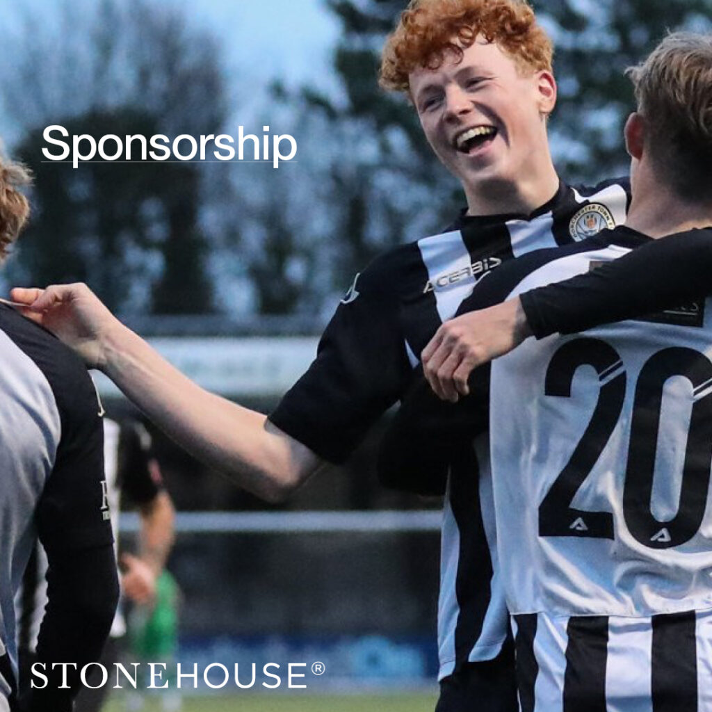 Players embracing, celebrating mid-match, with the title 'Sporsorship'.